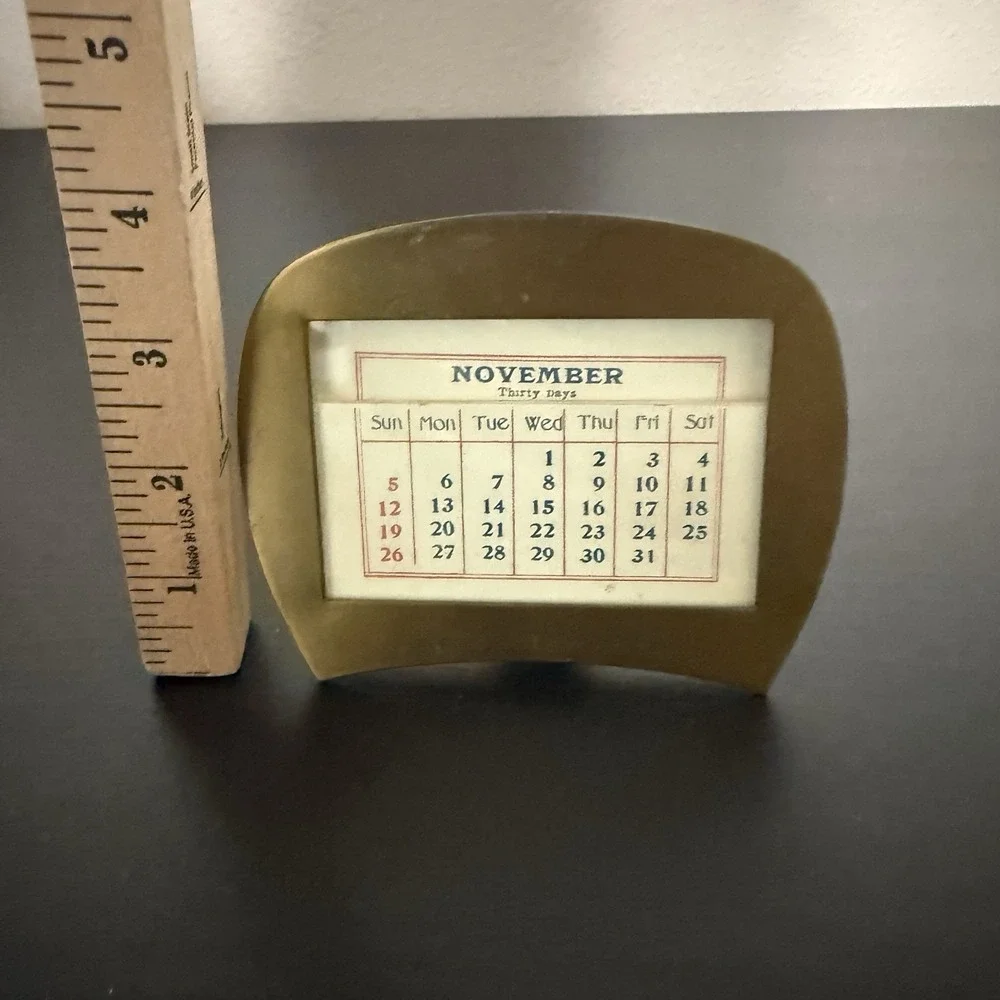 Vintage Perpetual Calendar For Desk‎ MCM Mid Century Sleek Study Library